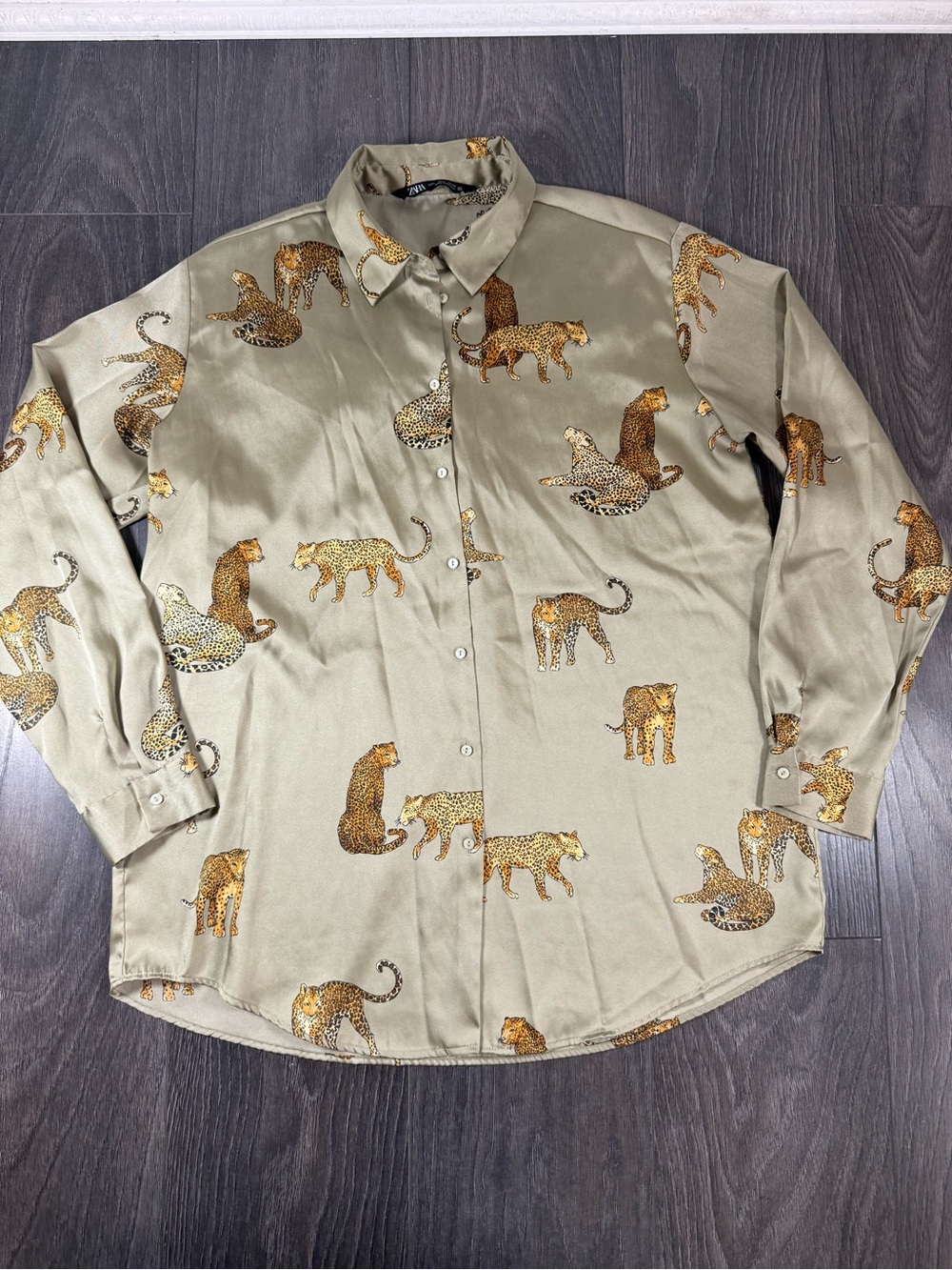 Zara Leopard Motif Button-Down Shirt